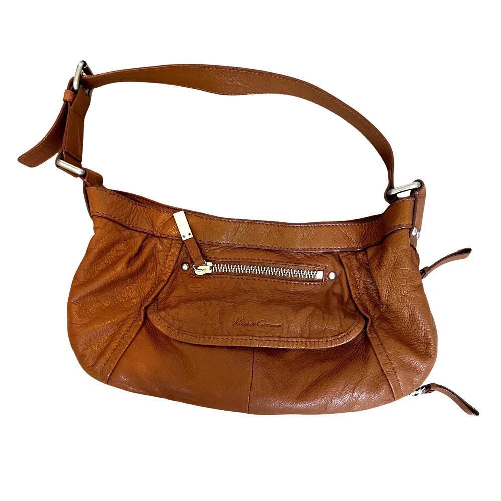 Kenneth Cole New York Cognac Leather Shoulder Bag Purse Hobo